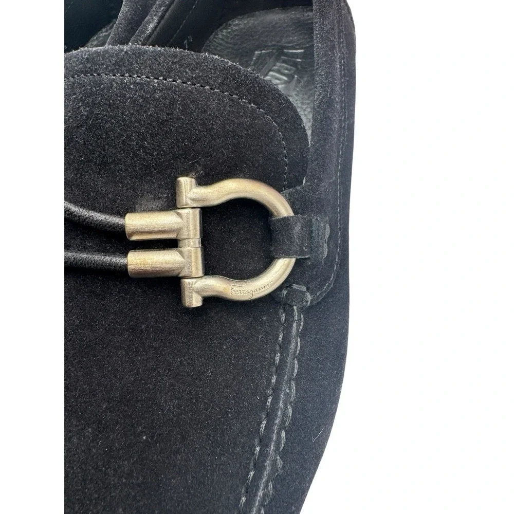 Salvatore‎ Ferragamo Black Suede Gancini Bit Loafers Men 7.5 D Italy Dress Shoes - Picture 7 of 9
